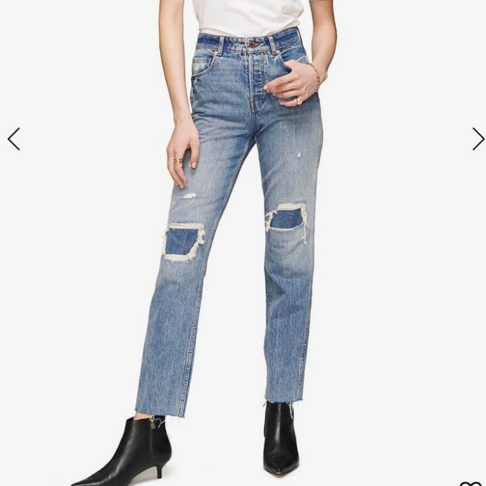 NWT Anine Bing Betty Vintage Blue Distressed Jeans 26